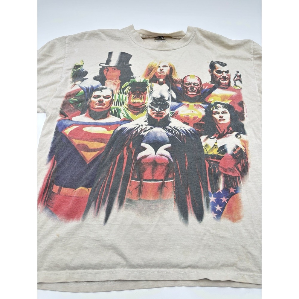 Vintage DC Comics Justice League All Over Print T Shirt Delta Magnum Large USA